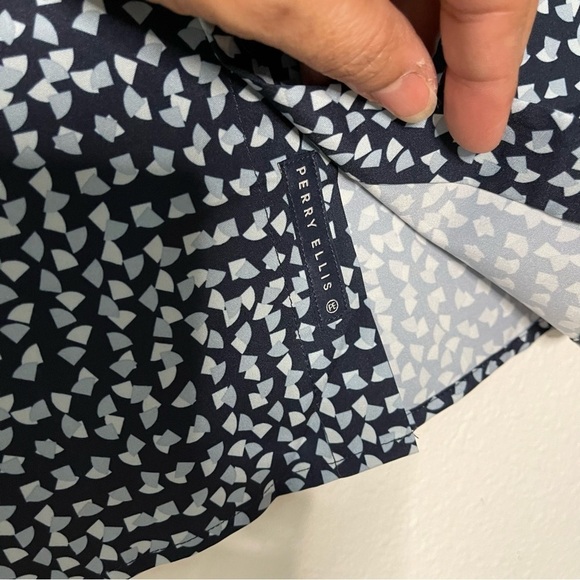 Perry Ellis stretch expandable collar short sleeve men shirt navy blue size S - Picture 7 of 10